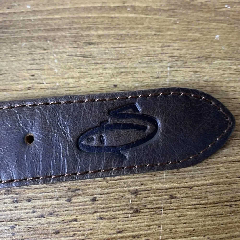 Savlen Fly Fishing Brown Trout Ribbon Belt Pickleball Level Wear Cotton/Leather